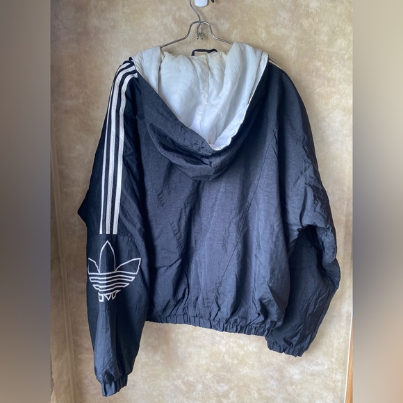 Vintage Adidas Black with White Embroidery Logos Unisex Style 90s 80s Zip Front - Picture 2 of 7